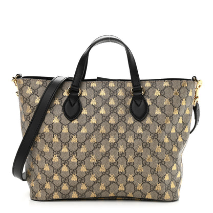 Gucci Soft GG Supreme Monogram Bees Small Crossbody Tote Beige Oro Black 1 of 9