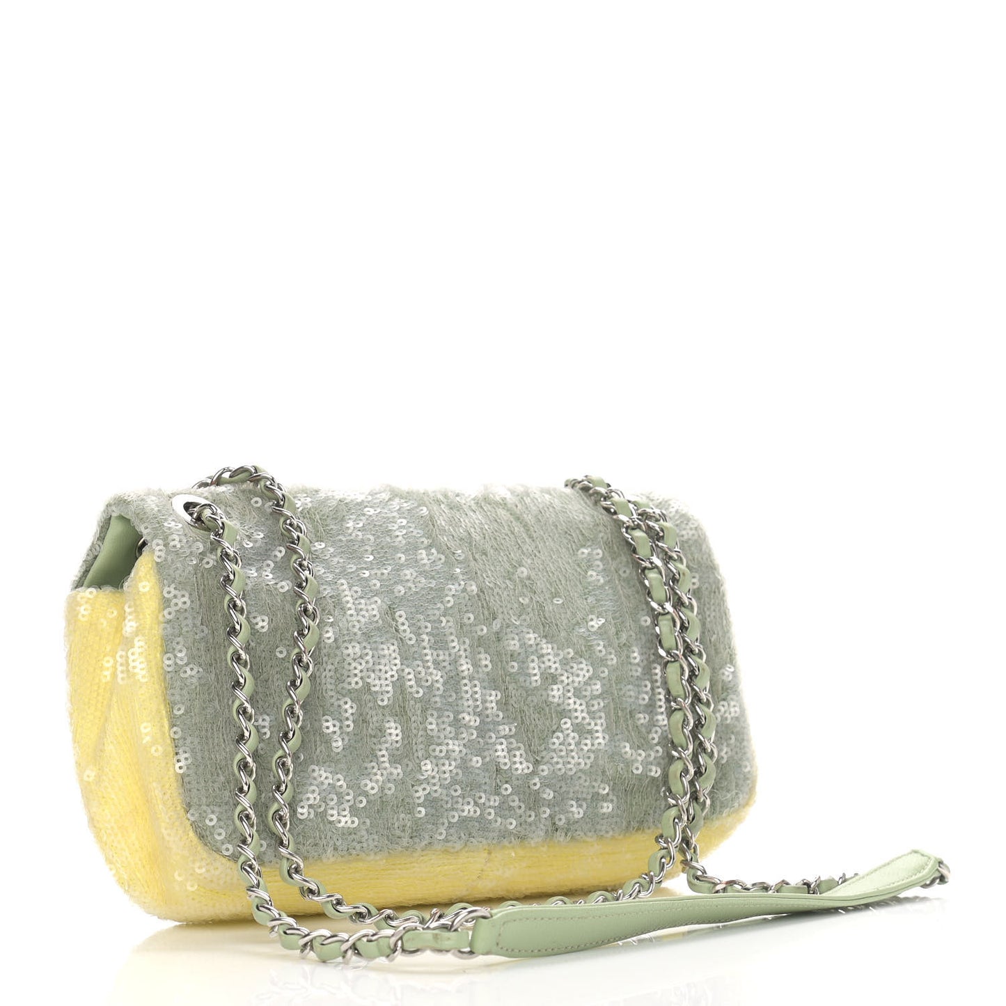 Sequin Mini Waterfall Flap Green Light Green Yellow