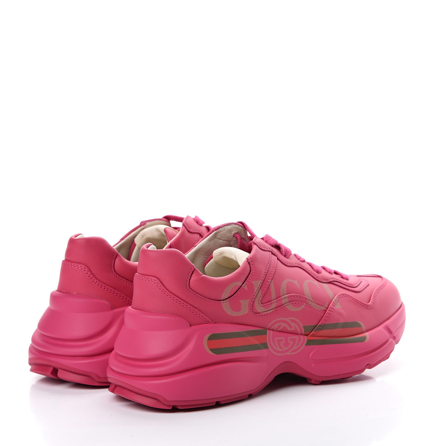 Calfskin Logo Womens Rhyton Sneakers 36.5 Box Pink