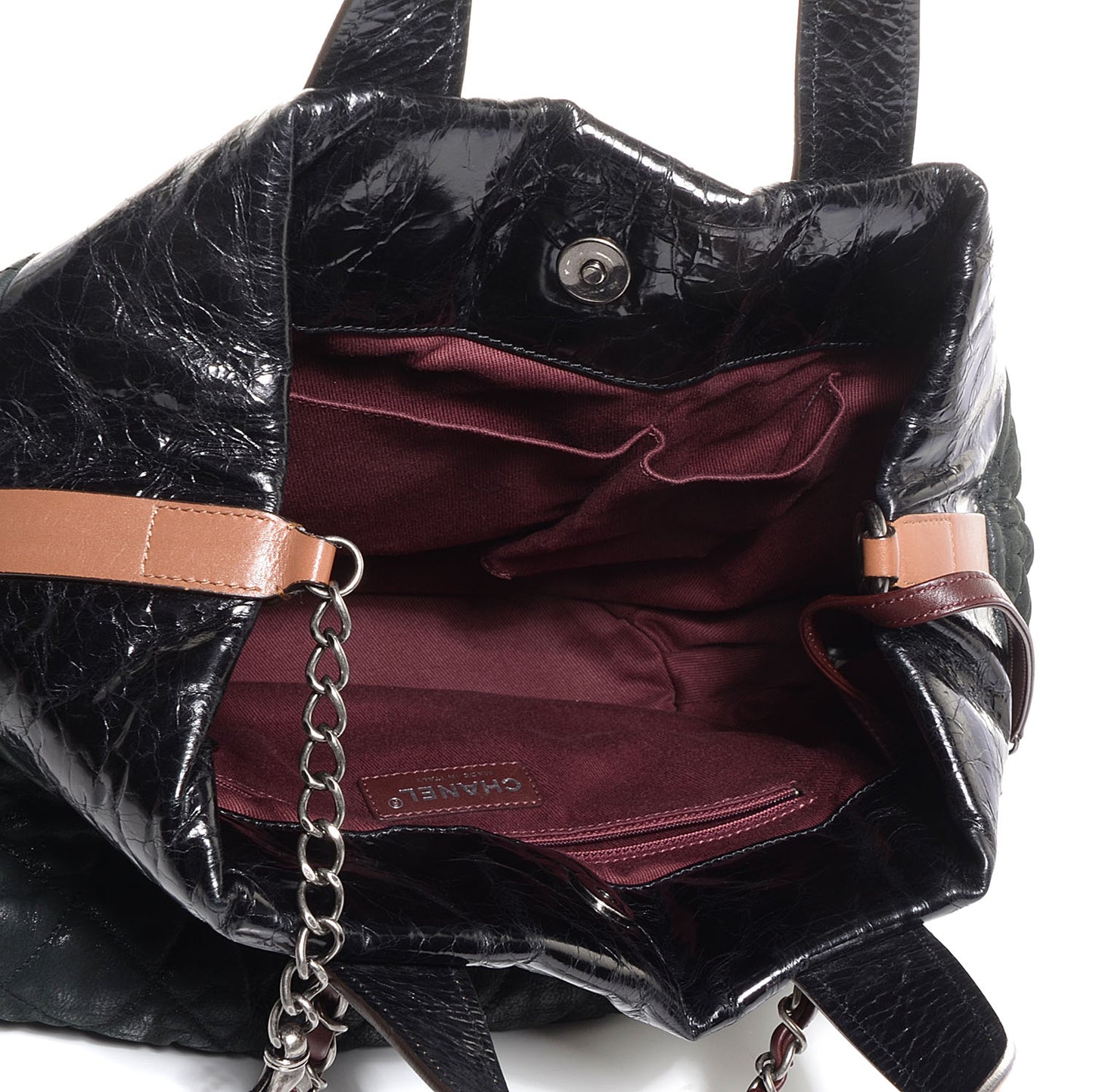 Iridescent Calfskin Small In The Mix Tote Black