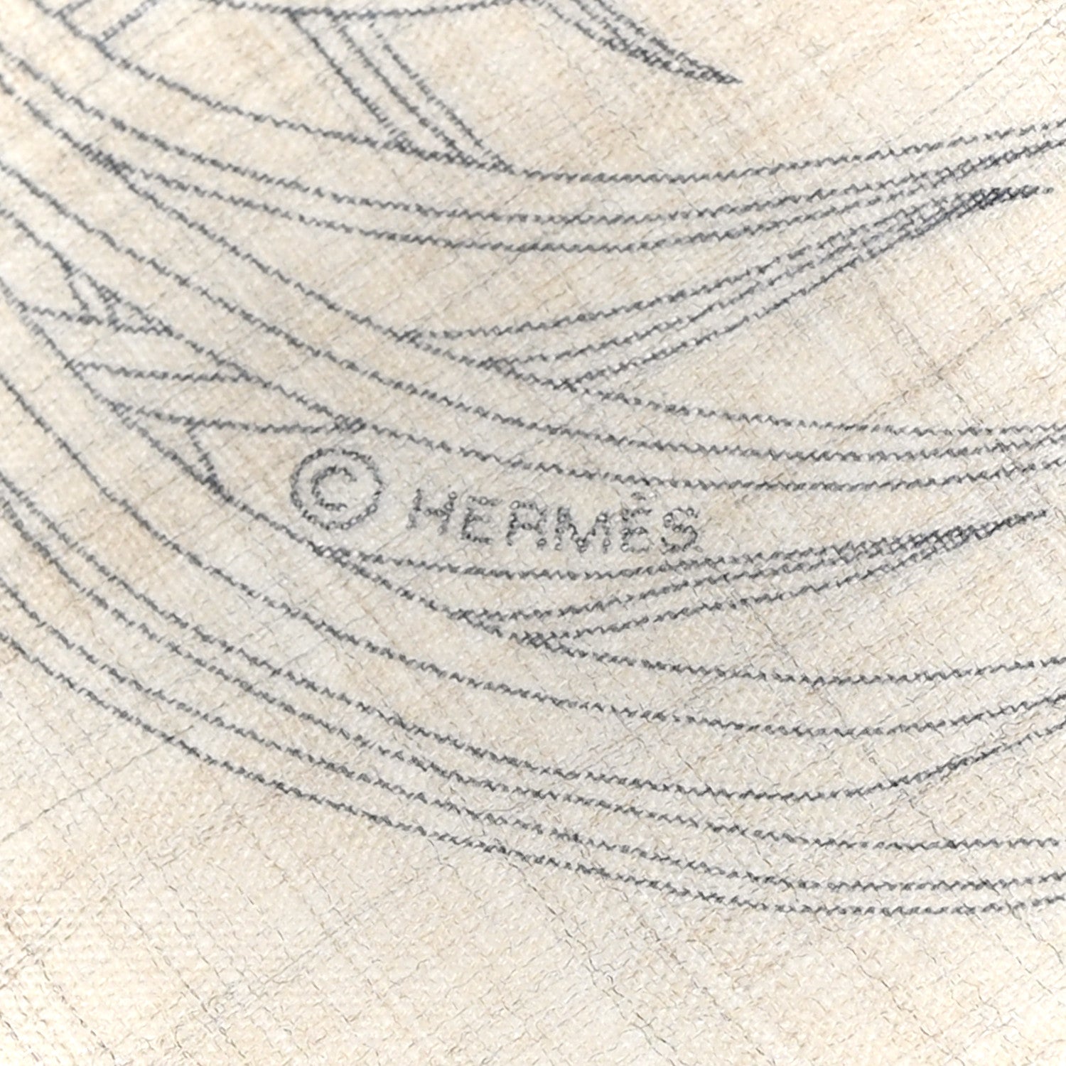 Hermes Cashmere Index Palmarum Finesse Scarf 90 White Bleu Kaki 4 of 6