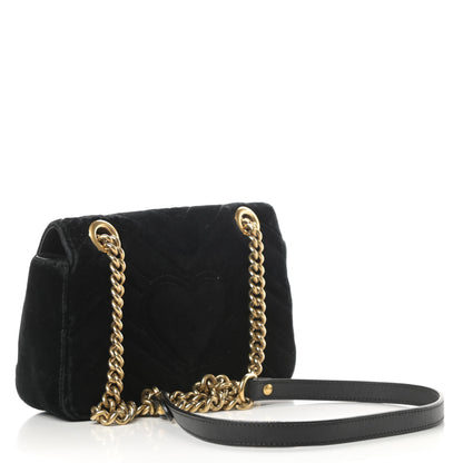 Gucci Velvet Matelasse Mini GG Marmont Shoulder Bag Black 3 of 17