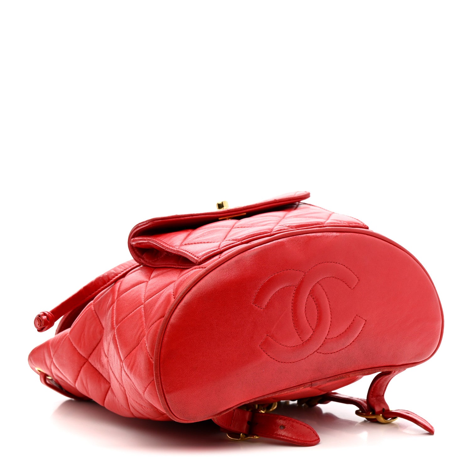 Chanel Lambskin Quilted Backpack Red 4 of 10