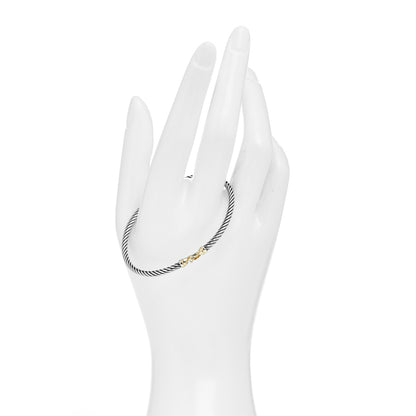 David Yurman Sterling Silver 18K Yellow Gold 3mm Cable Buckle Bracelet 2 of 4