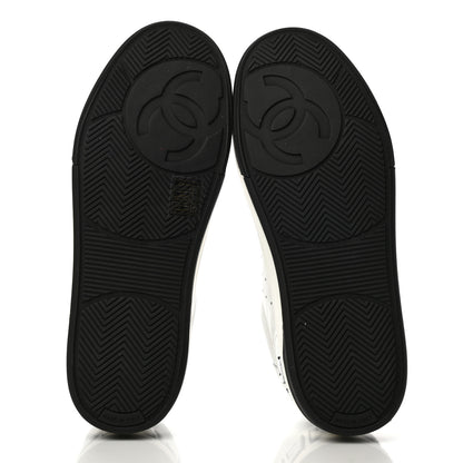 Chanel Calfskin Womens Logo Sneakers 38 Black White 5 of 8