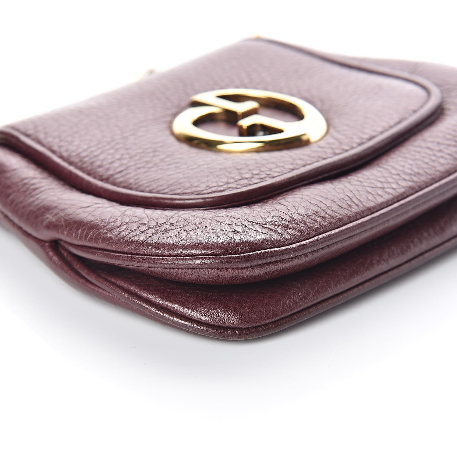 Gucci Metallic Pebbled Calfskin Small 1973 Chain Shoulder Bag Classic Burgundy 9 of 10