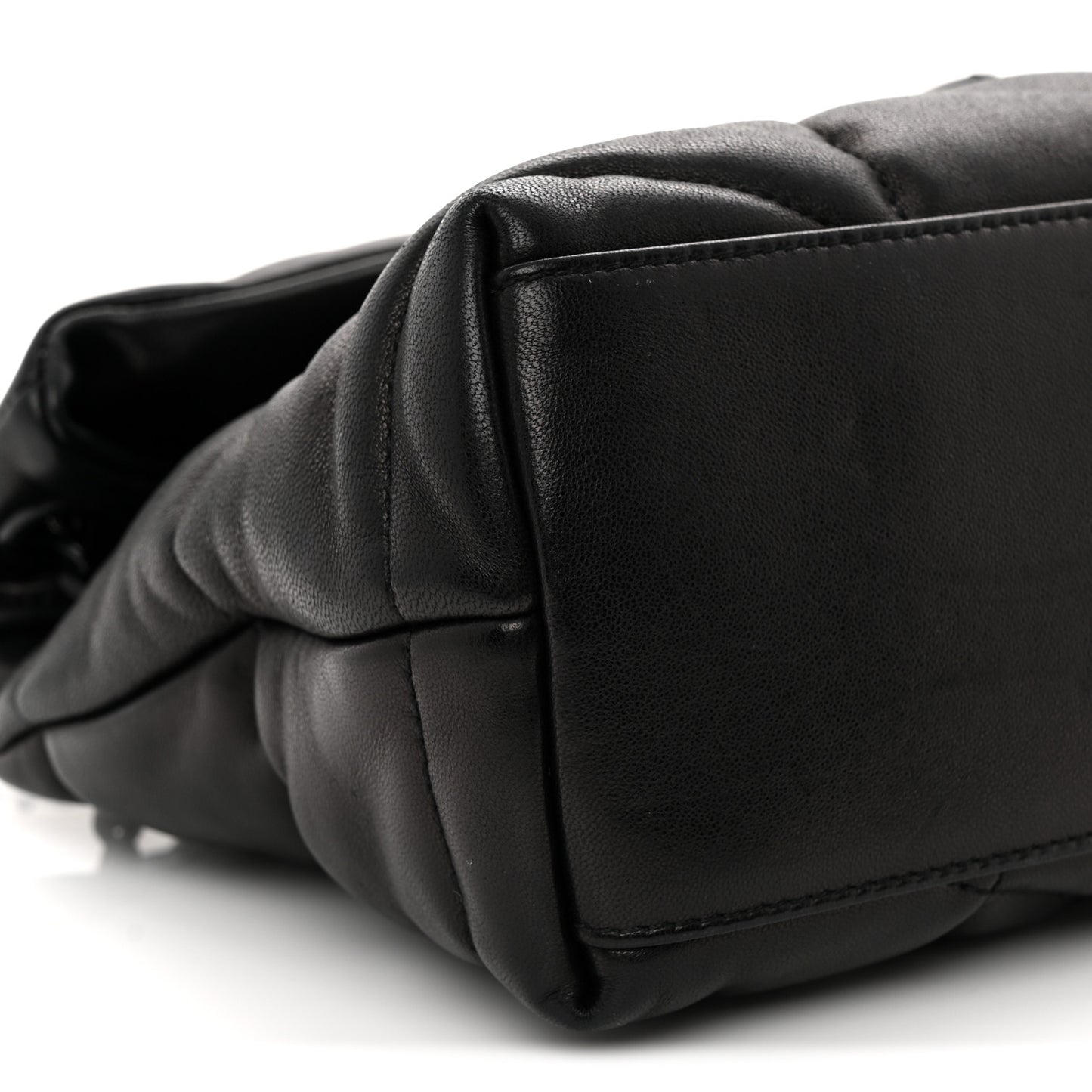 Lambskin Quilted Monogram Monochrome Small Loulou Puffer Chain Satchel Black