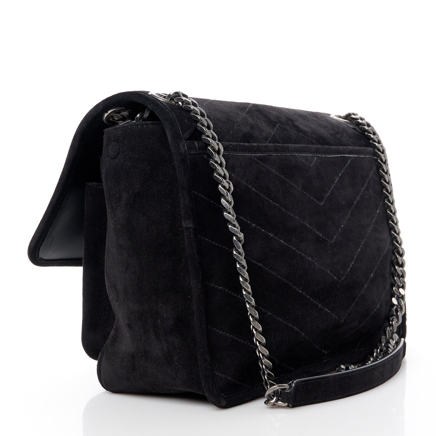 Saint Laurent Suede Monogram Medium Niki Chain Satchel Black 3 of 11