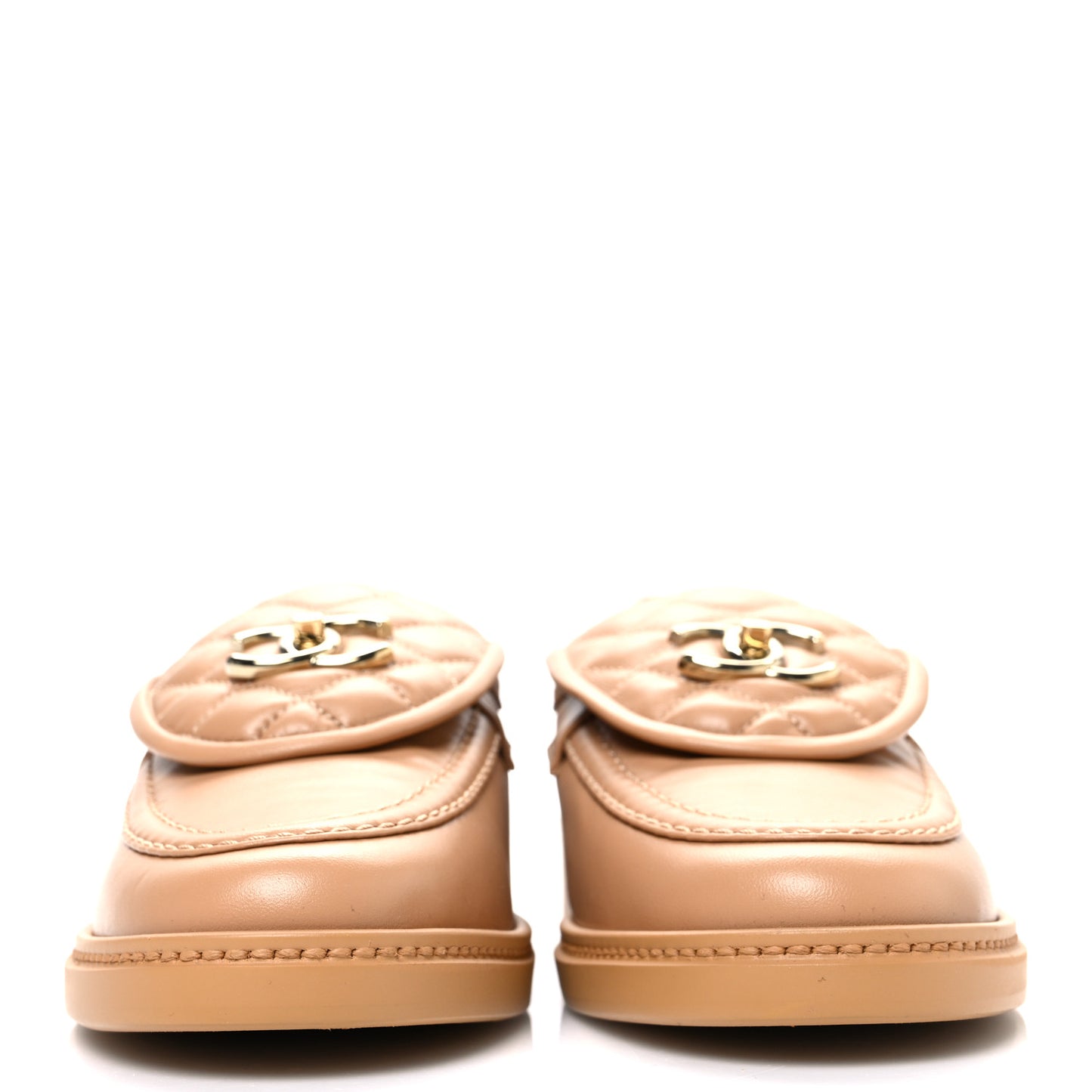 Lambskin Quilted CC Turnlock Loafers 39.5 Beige