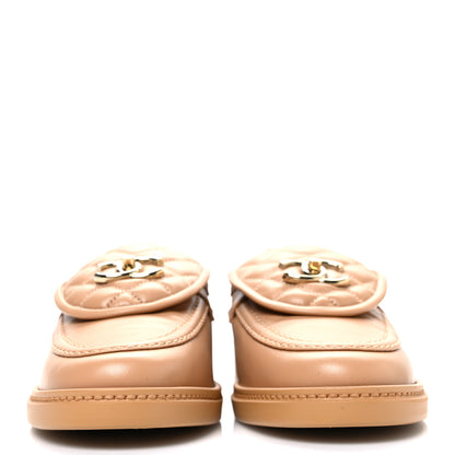 Chanel Lambskin Quilted CC Turnlock Loafers 39.5 Beige 3 of 10