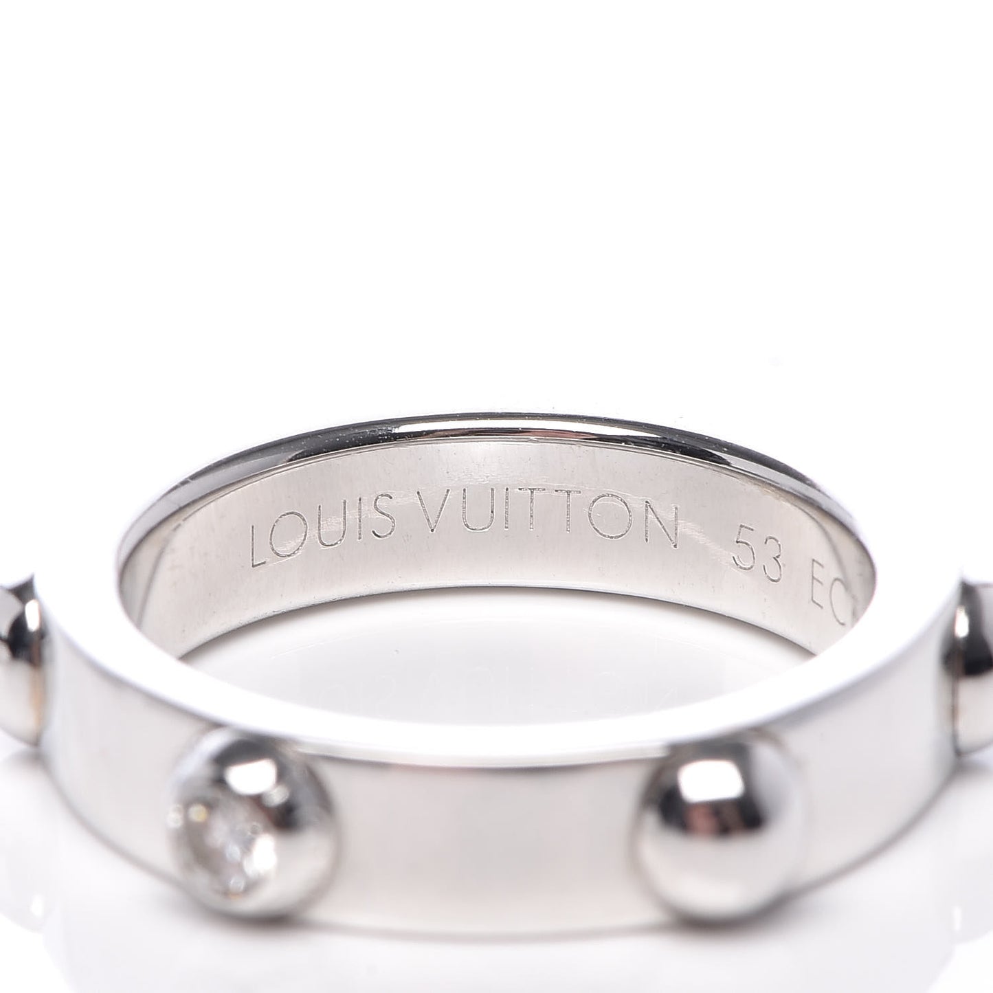 18K White Gold Diamond Bague Clous Ring 53 6.25