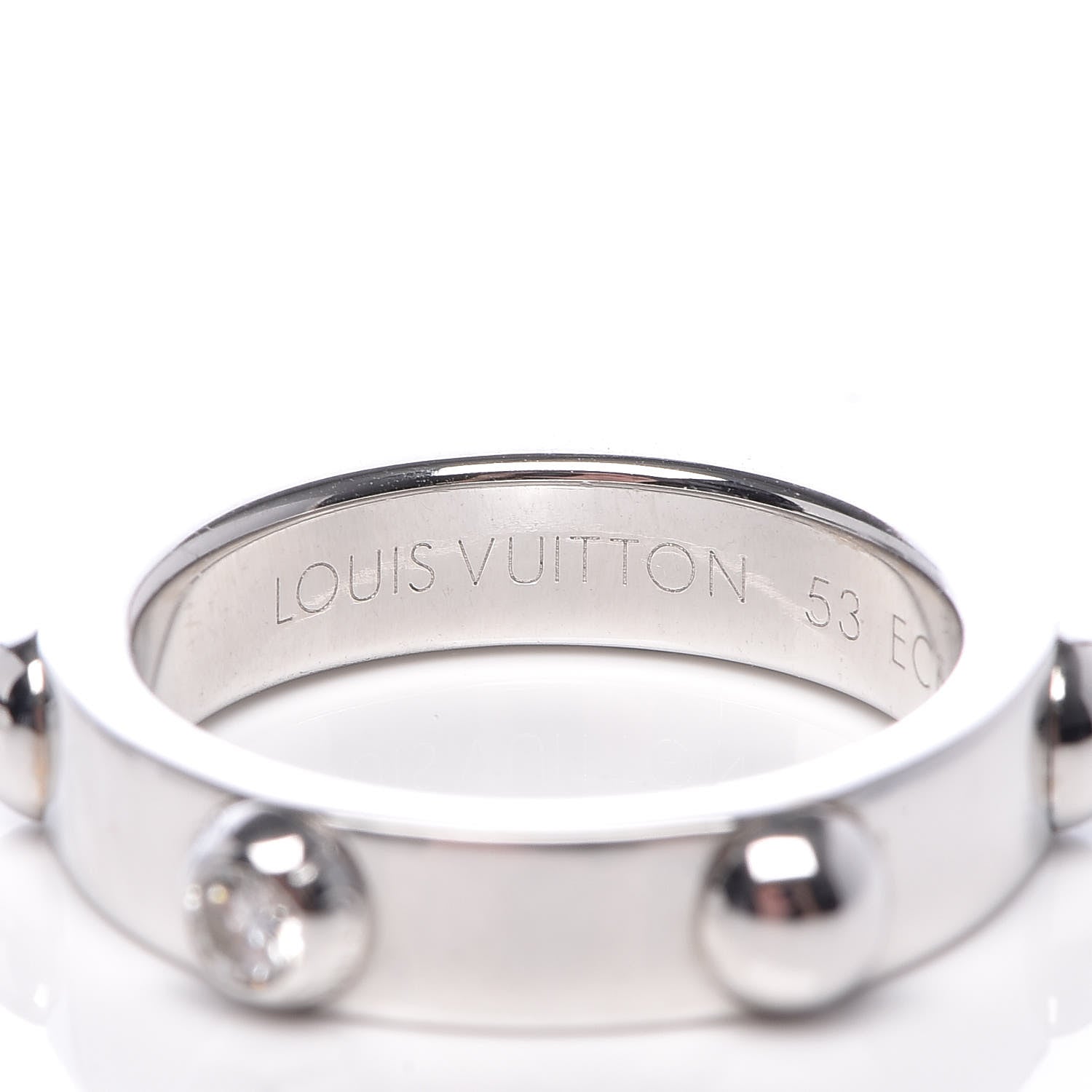 Louis Vuitton 18K White Gold Diamond Bague Clous Ring 53 6.25 4 of 5