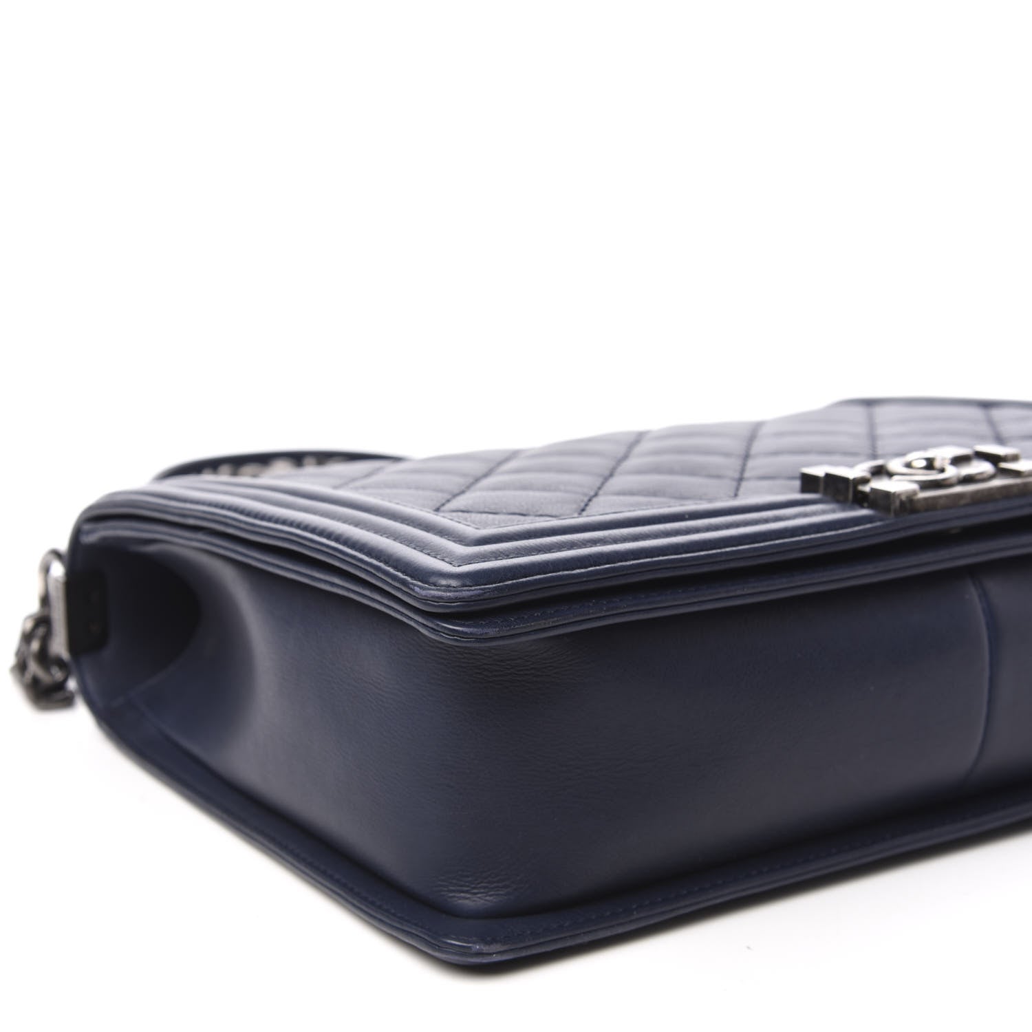Chanel Calfskin Double Stitch Large Boy Flap Navy Blue 6 of 11