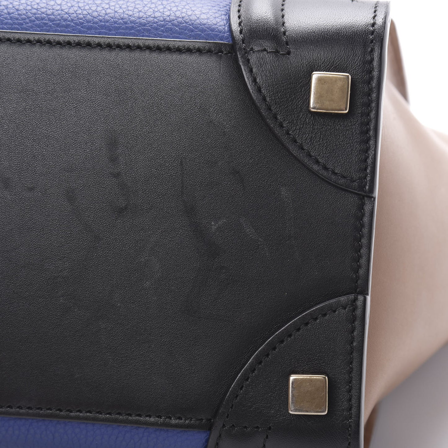 Drummed Calfskin Micro Tri-Color Luggage Indigo