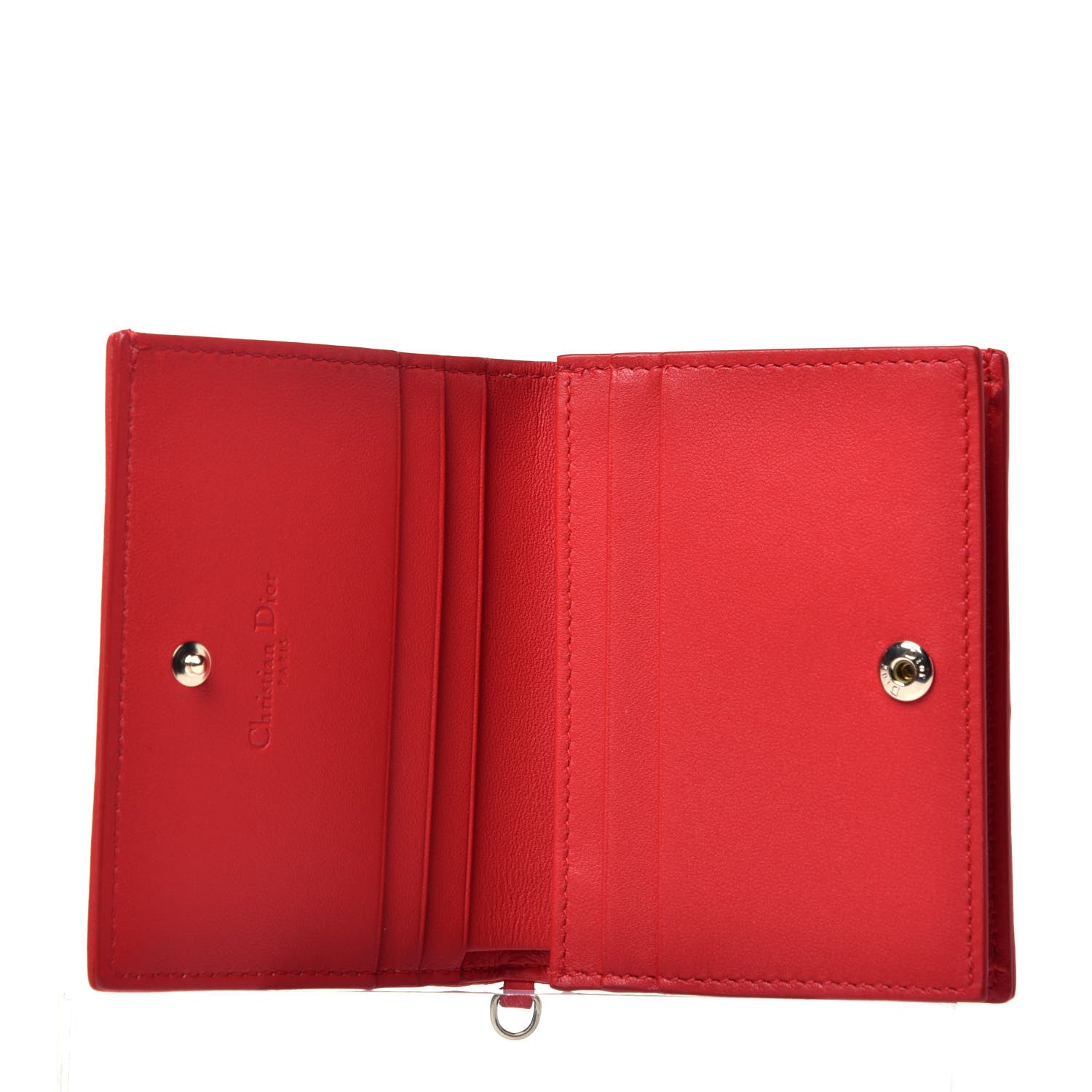 Christian Dior Lambskin Cannage Mini Lady Dior Wallet Red 5 of 8