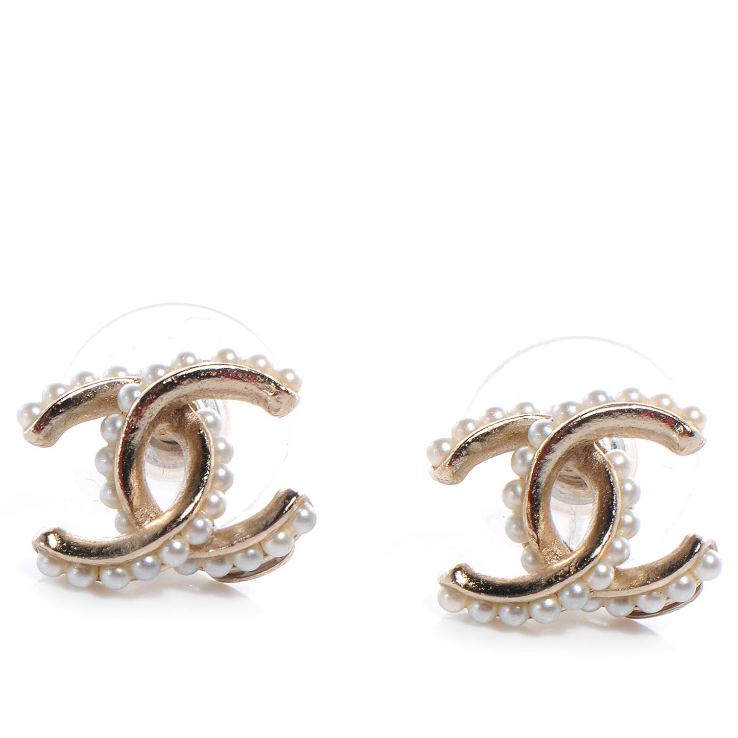 Pearl CC Logo Earrings Gold