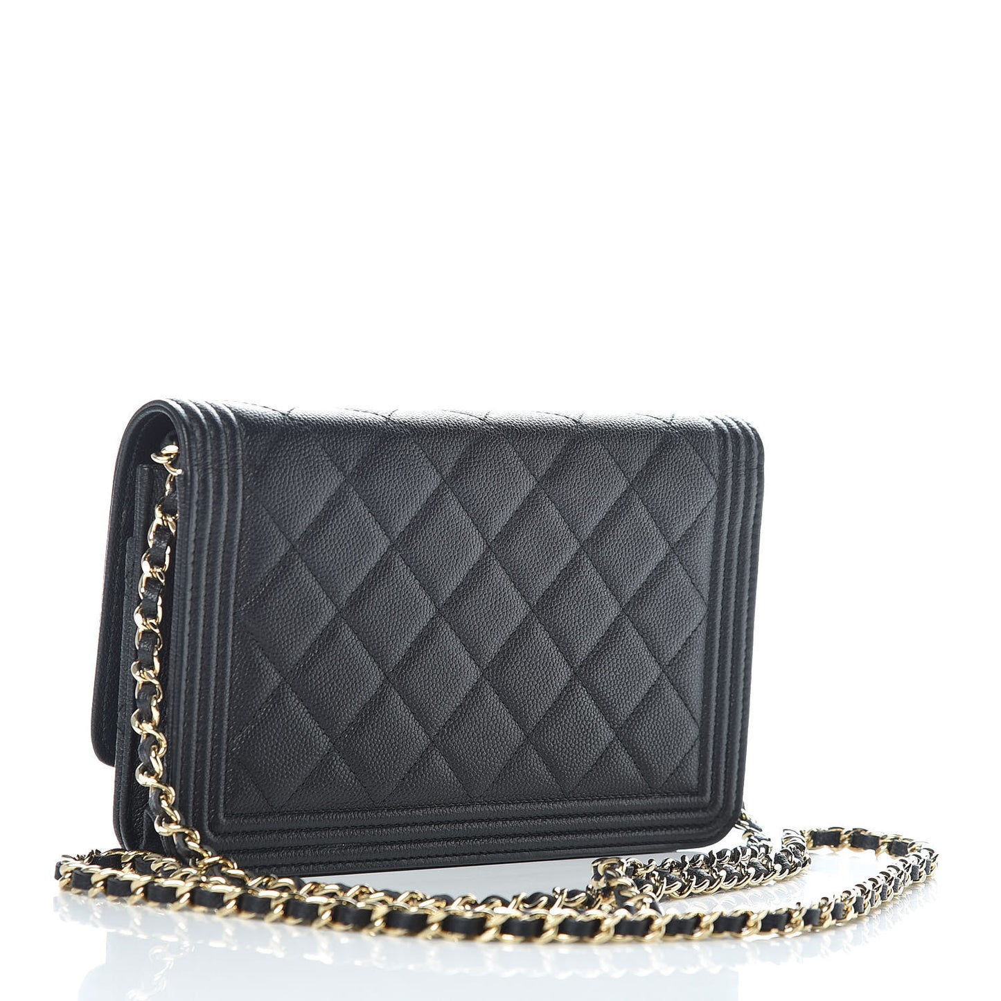 Caviar Quilted Boy Wallet On Chain WOC Black