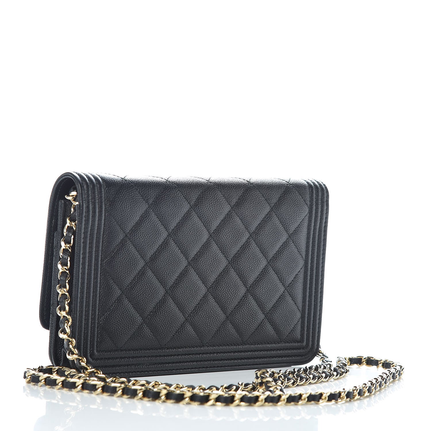 Chanel Caviar Quilted Boy Wallet On Chain WOC Black 3 of 13
