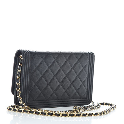 Chanel Caviar Quilted Boy Wallet On Chain WOC Black 3 of 13