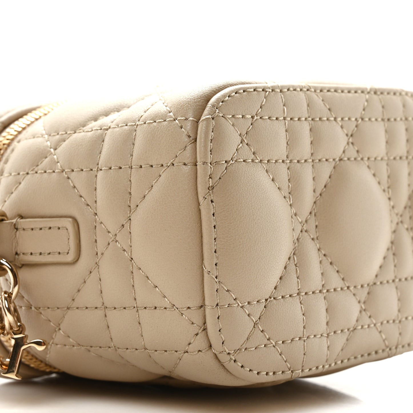 Lambskin Cannage Micro Lady Dior Vanity Case Beige
