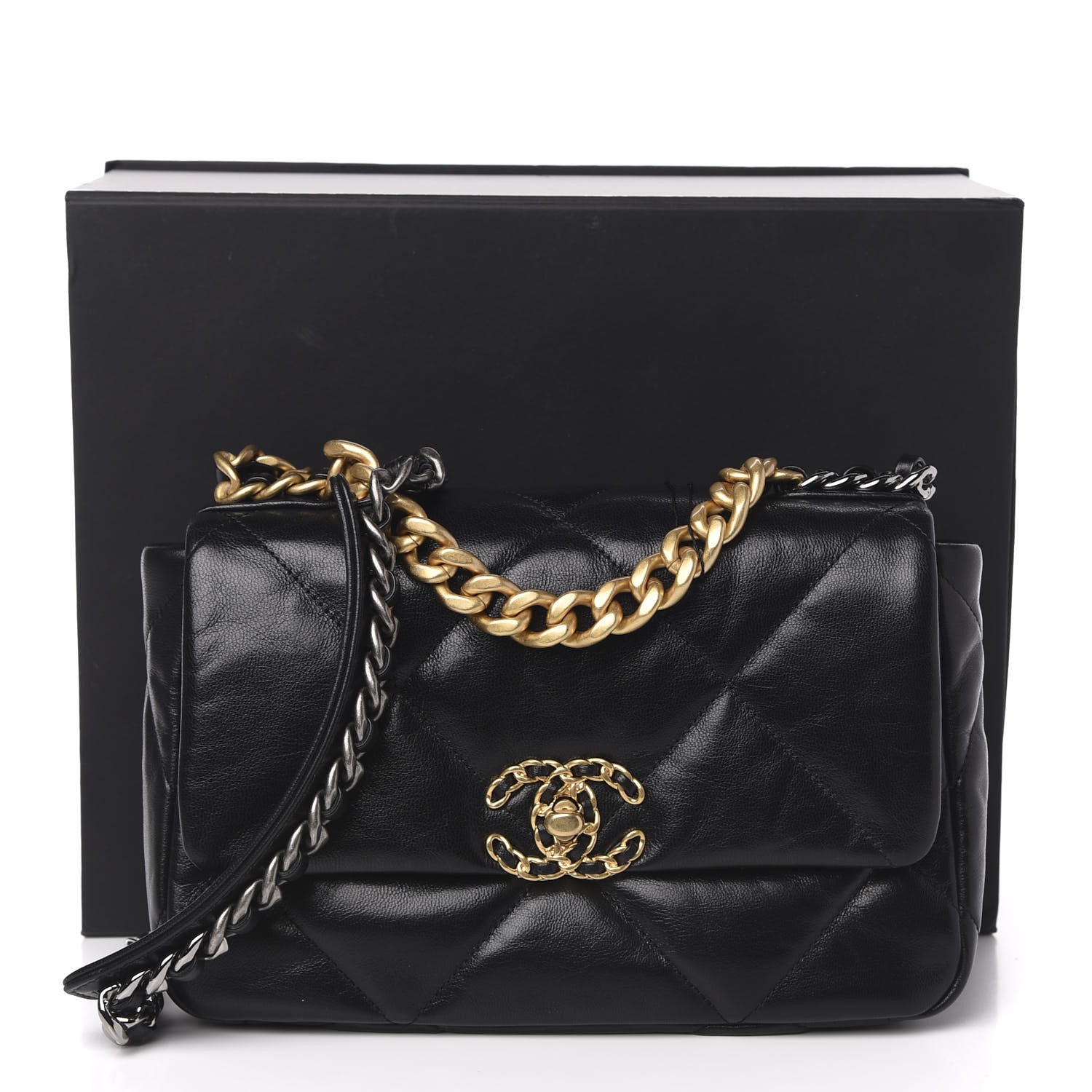 Chanel Goatskin Quilted Medium 19 Flap Black 11 of 11