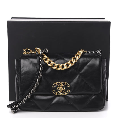 Chanel Goatskin Quilted Medium 19 Flap Black 11 of 11