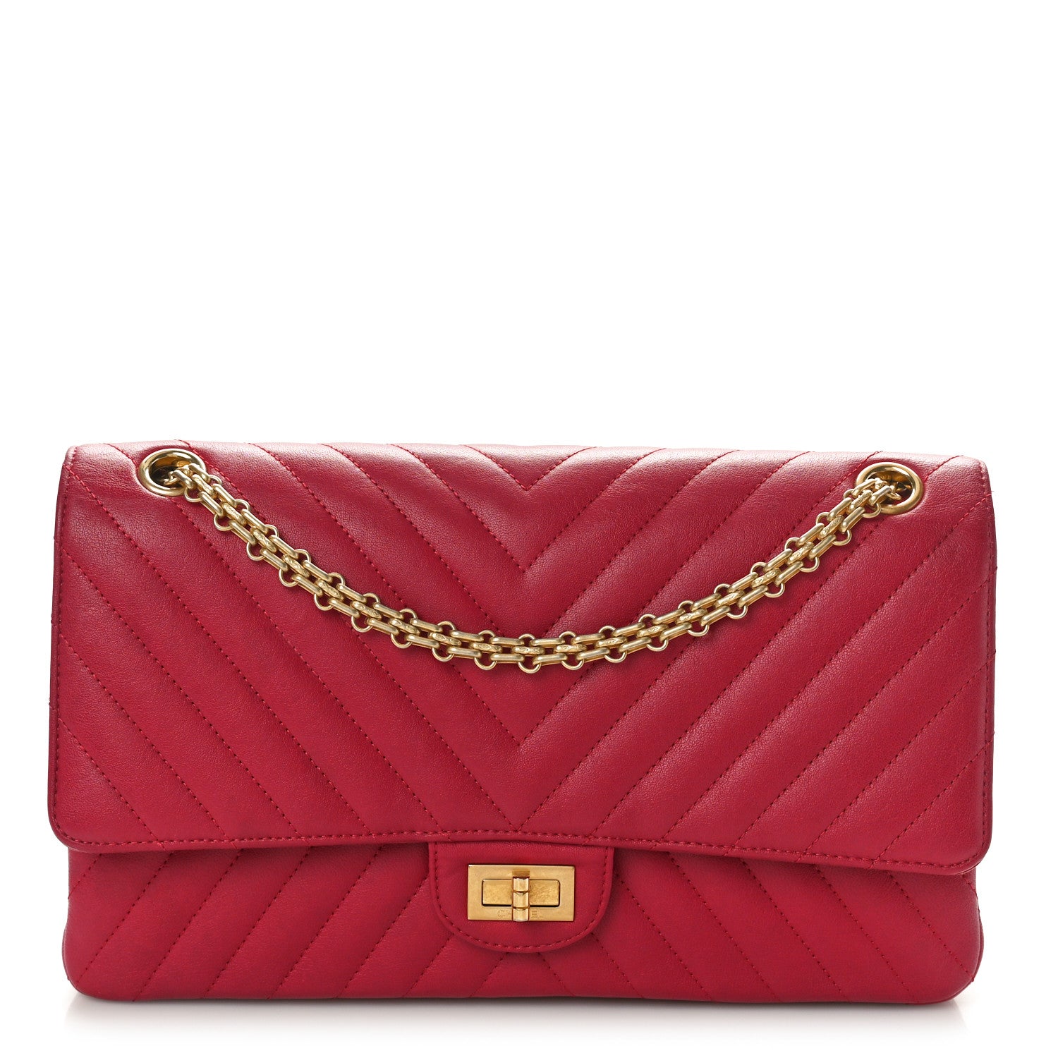 Chanel Sheepskin Chevron Quilted 2.55 Reissue 226 Flap Dark Pink 1 of 9
