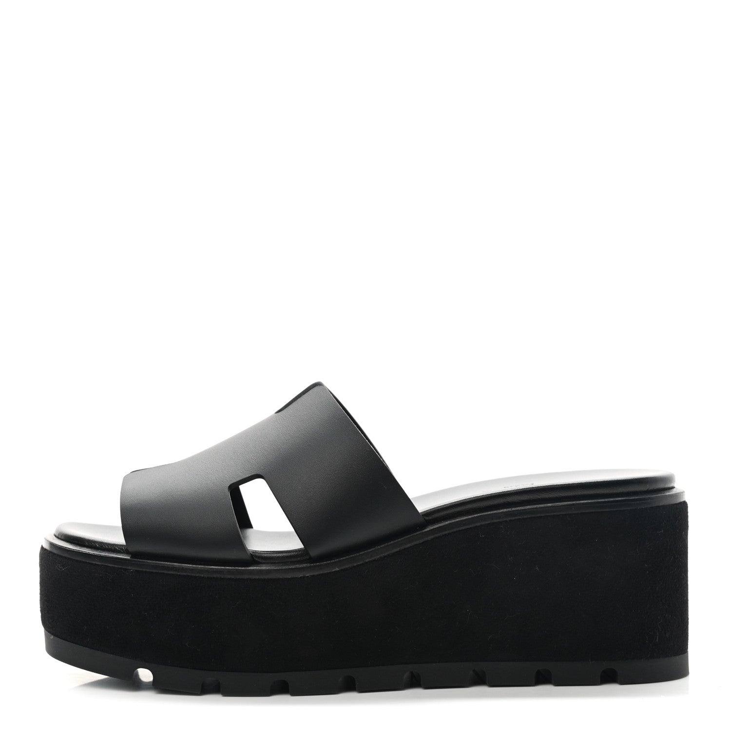 Hermes Calfskin Suede Eze 30 Sandals 36 Black 1 of 9