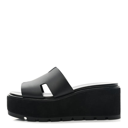 Hermes Calfskin Suede Eze 30 Sandals 36 Black 1 of 9