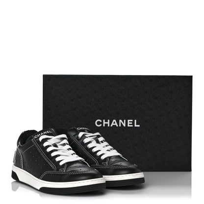 Chanel Calfskin Womens Logo Sneakers 37 Black White 9 of 9