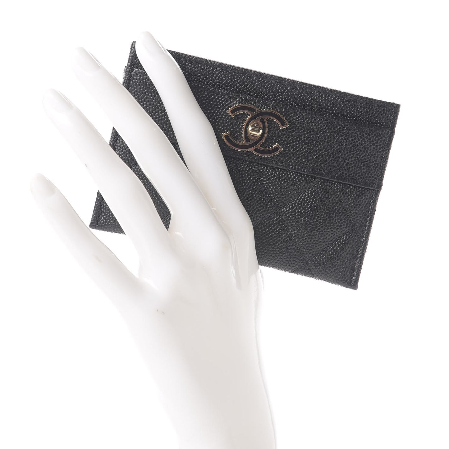 Caviar Quilted Vintage Mademoiselle Card Holder Black