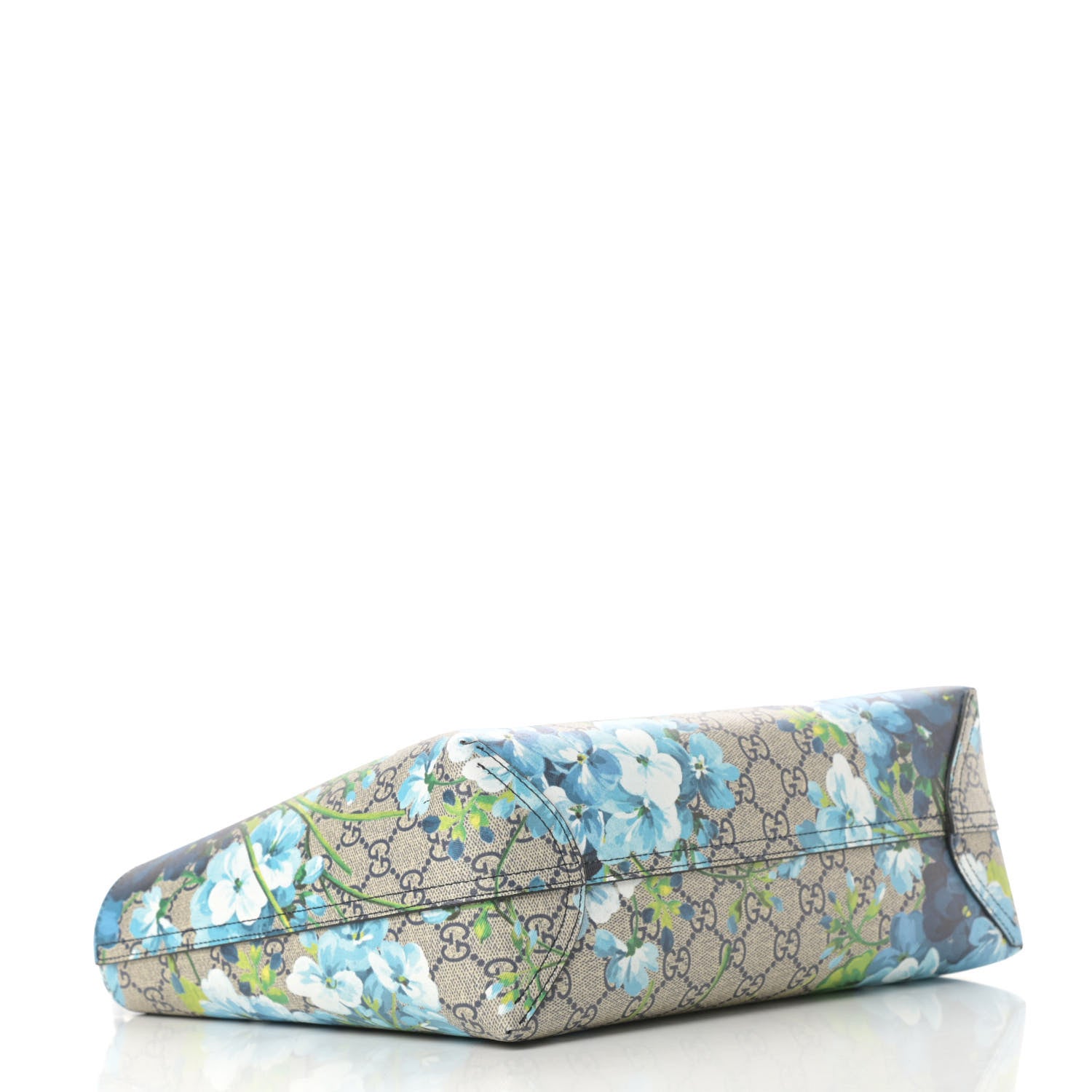 Gucci GG Supreme Monogram Blooms Small Reversible Tote Beige Blue Navy 6 of 14