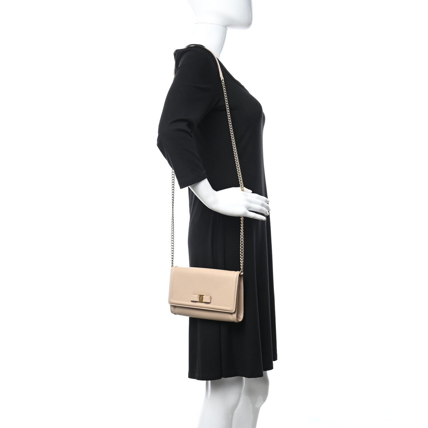 Salvatore Ferragamo Calfskin Pelletria Crossbody Bag Beige 2 of 10