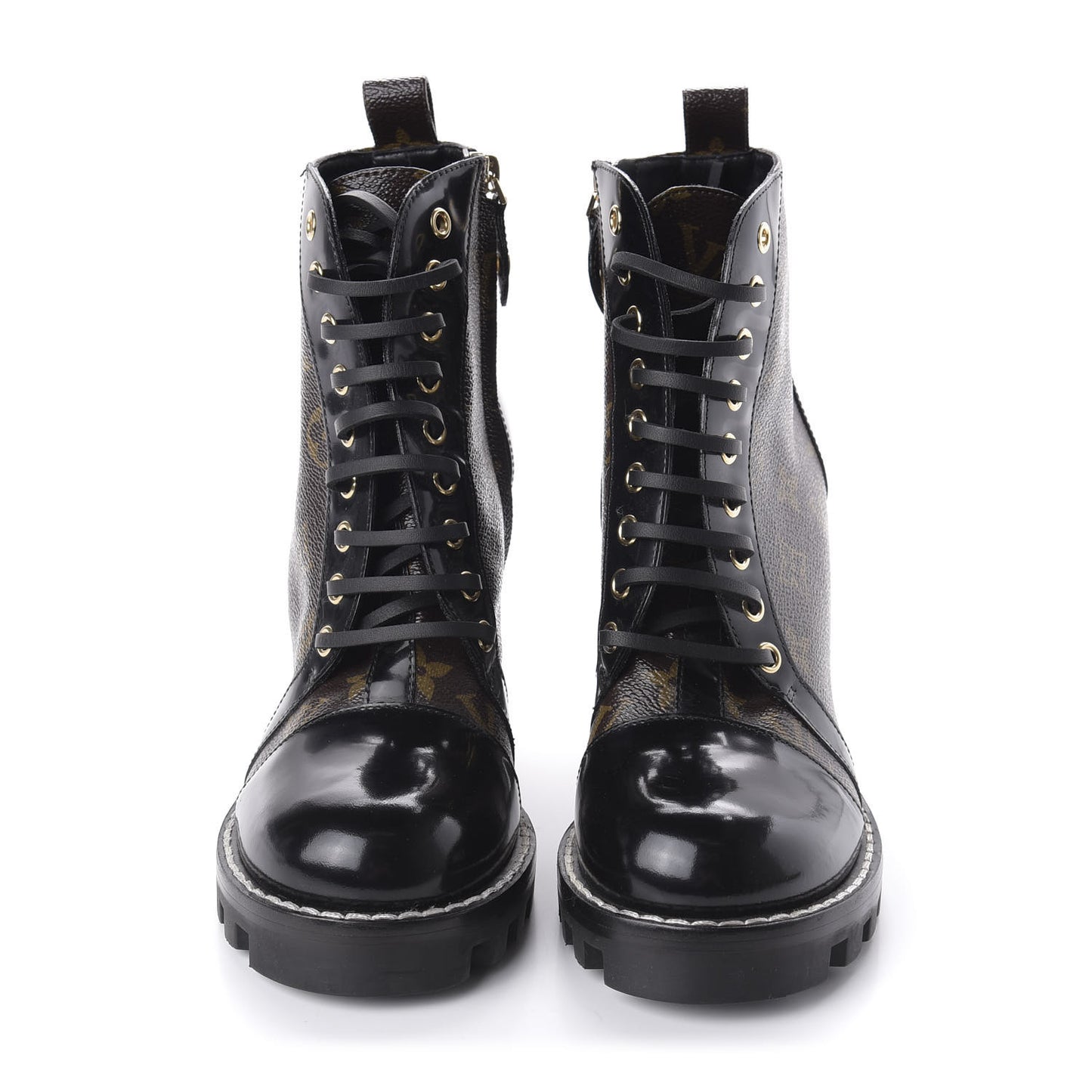 Patent Calfskin Monogram Star Trail Ankle Boots 38 Black