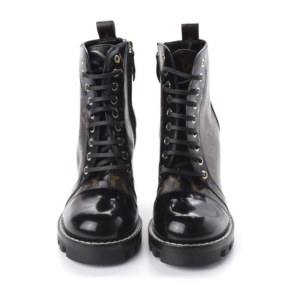 Louis Vuitton Patent Calfskin Monogram Star Trail Ankle Boots 38 Black 2 of 8