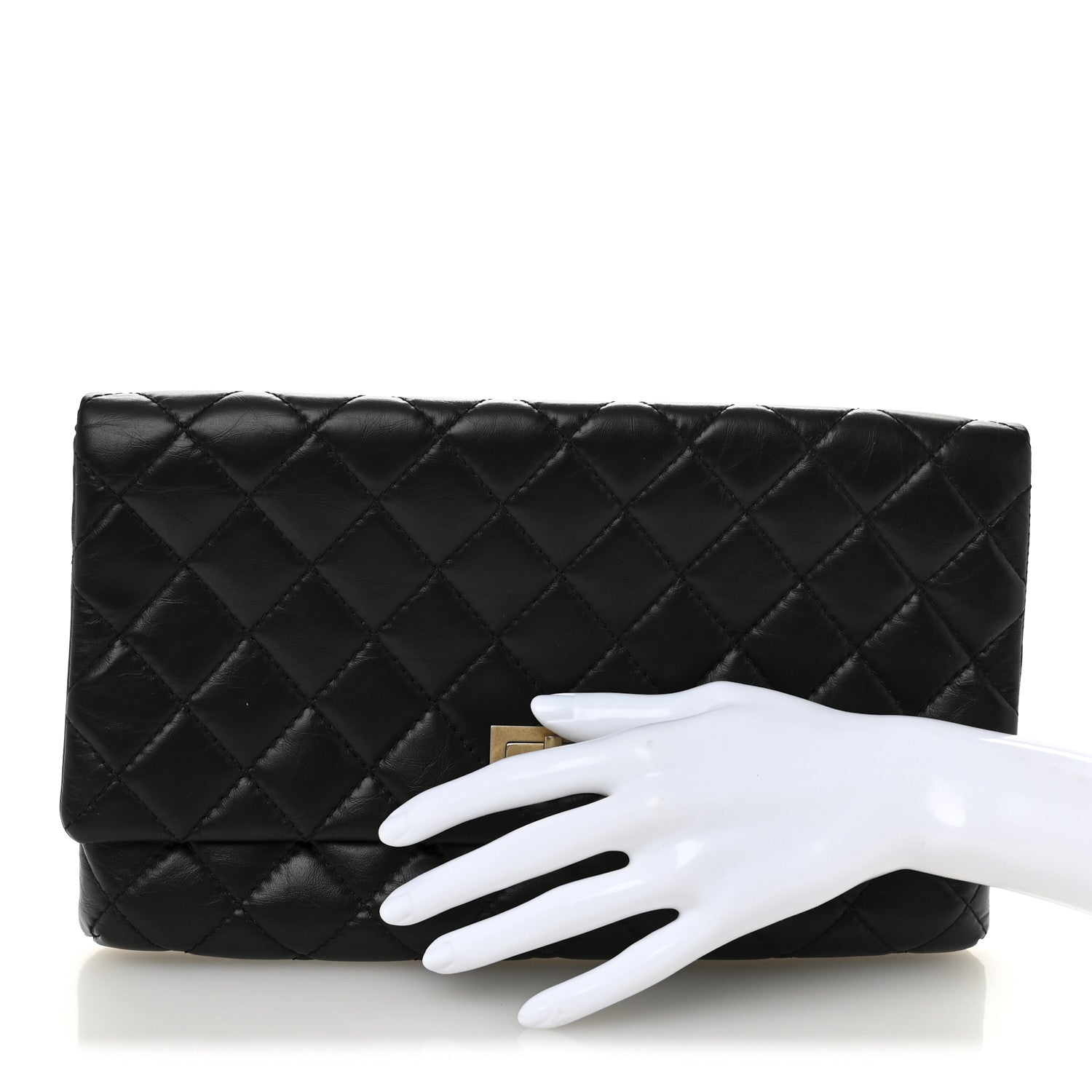 Chanel Aged Calfskin Quilted Reissue 2.55 Clutch Black 2 of 7