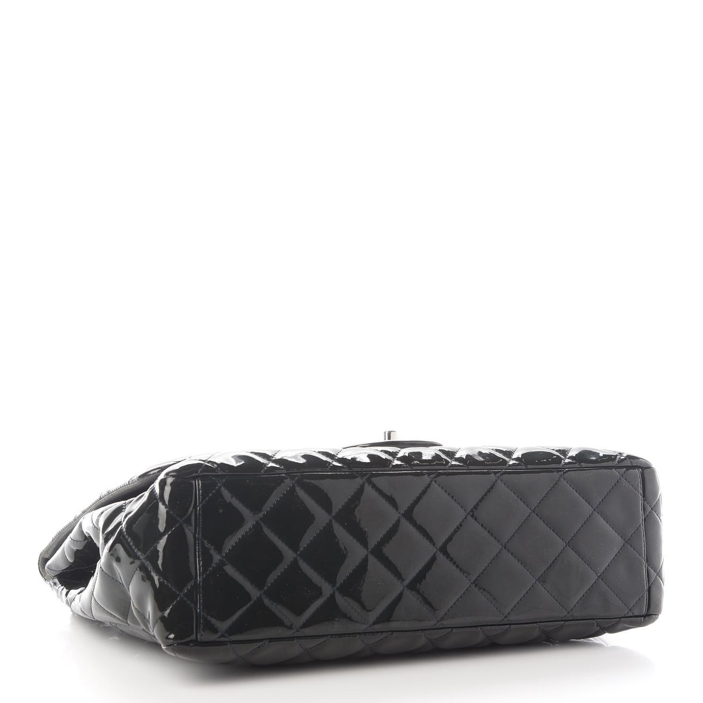 Patent Quilted Maxi Single Flap Navy Blue