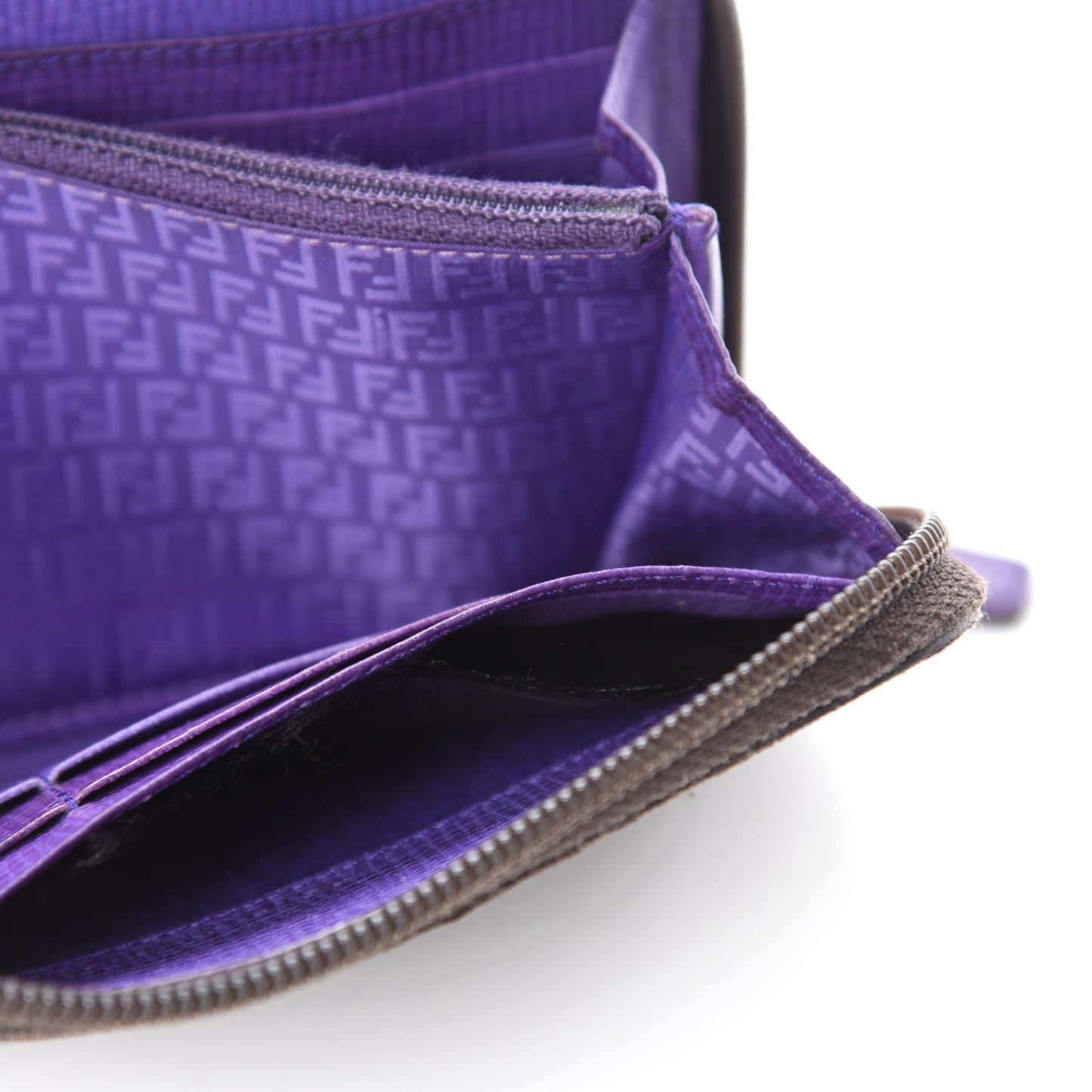 Zucca Spalmati Vitello Elite Zip Around Wallet Tobacco Viola