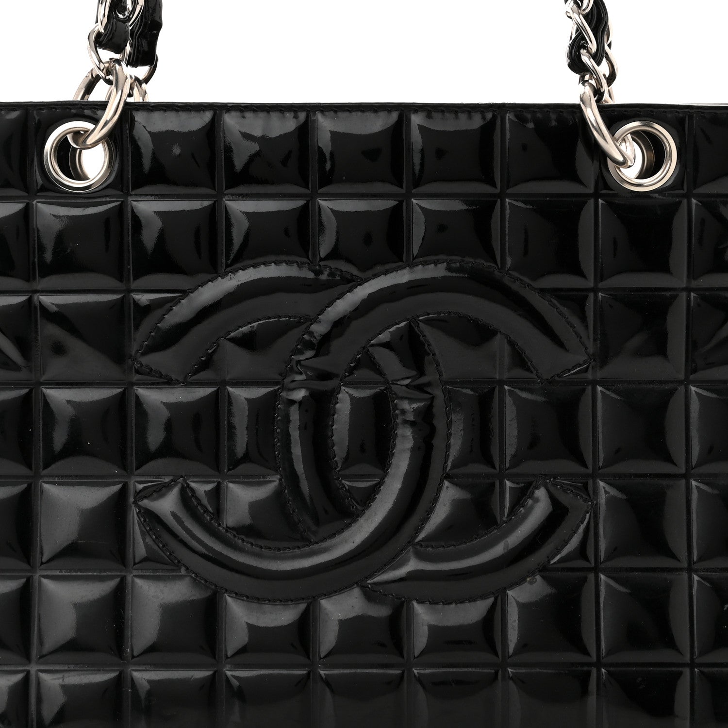 Chanel Patent Chocolate Bar Timeless CC Tote Black 7 of 11