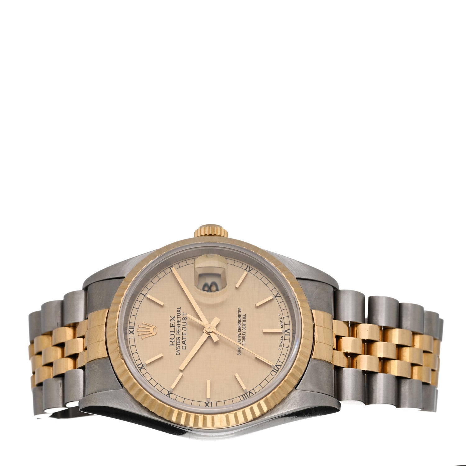 Rolex Stainless Steel 18K Yellow Gold 36mm Oyster Perpetual Datejust Watch Champagne Linen 16233 2 of 4