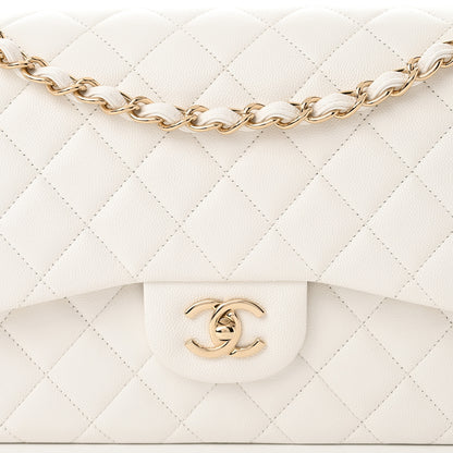 Chanel Caviar Quilted Jumbo Double Flap White 8 of 10