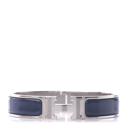 Hermes Narrow Enamel Clic Clac H Bracelet PM Bleu Indigo 1 of 5