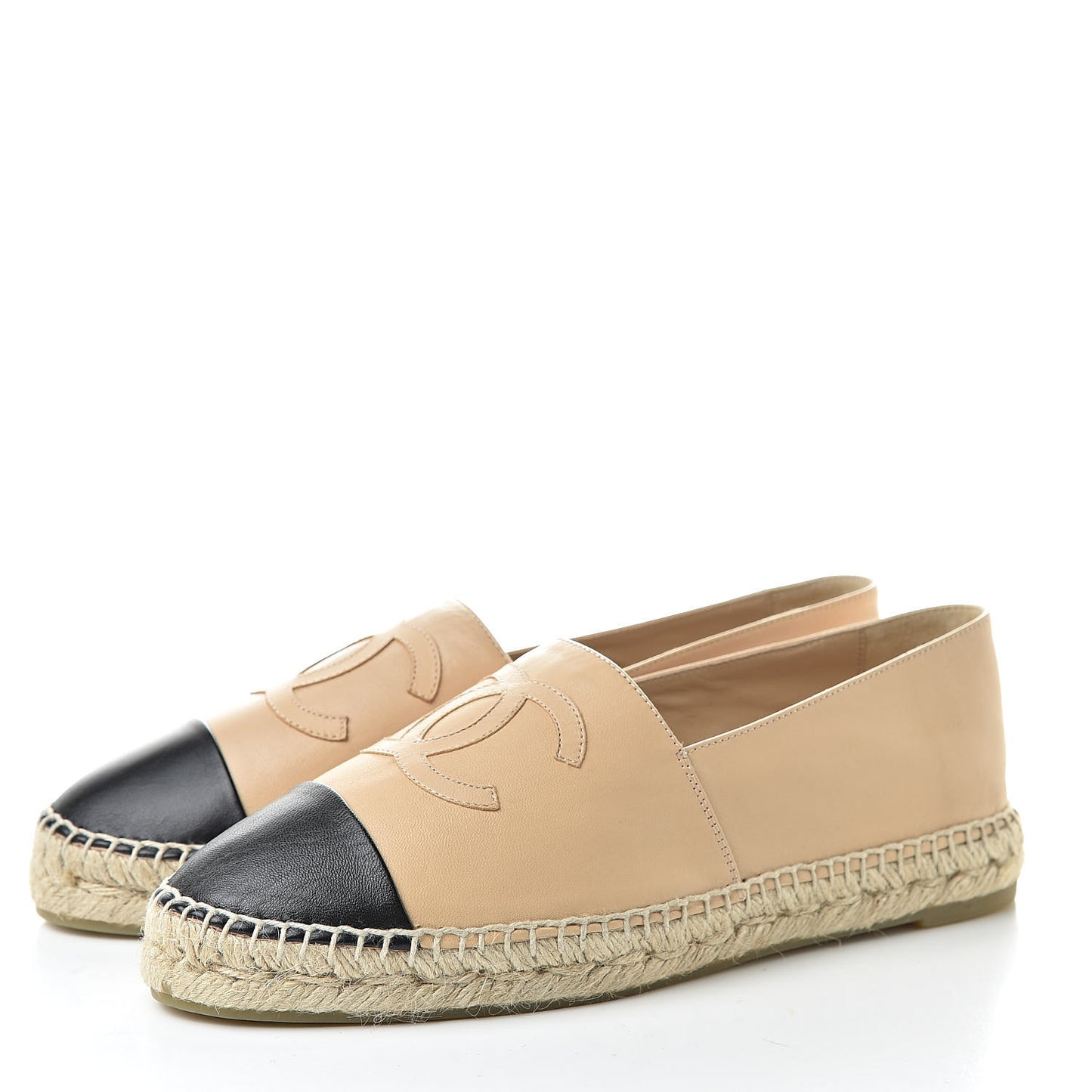 Lambskin CC Espadrilles 40 Beige Black