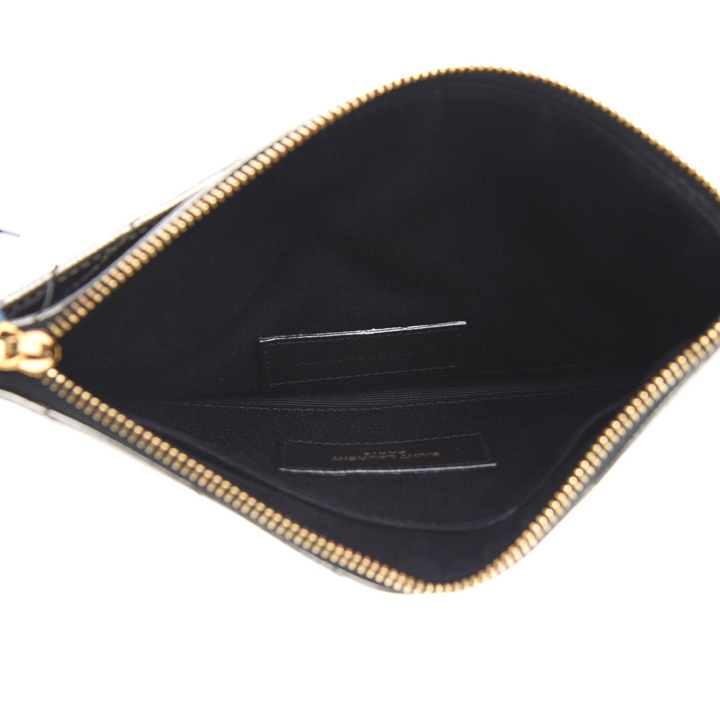 Metallic Grain De Poudre Matelasse Chevron Monogram Bill Pouch Piombo