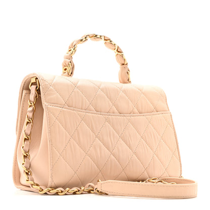 Chanel Crumpled Lambskin Quilted Small CC Links Top Handle Flap Beige 3 of 17