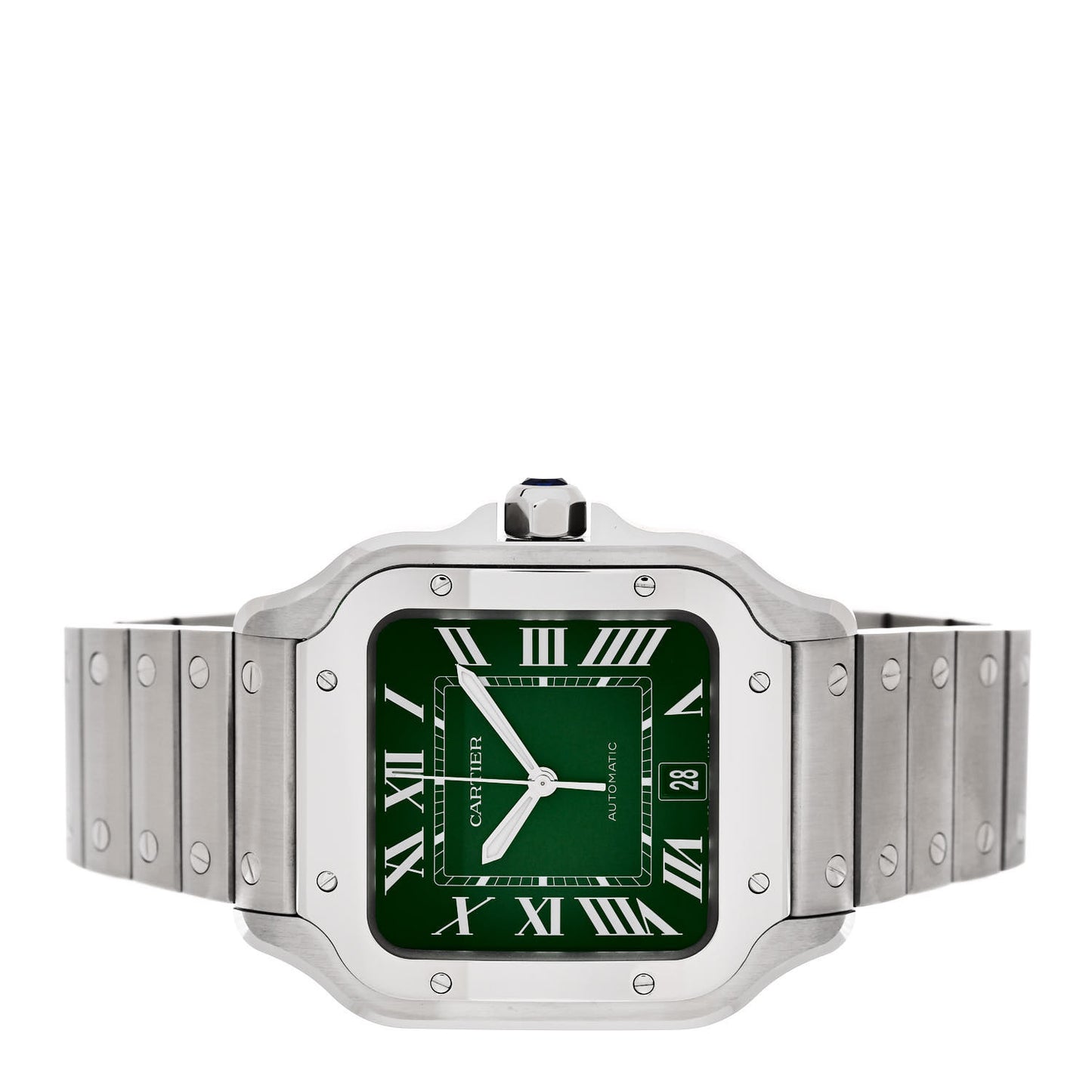 Stainless Steel 39.8mm Santos De Cartier Automatic Watch Green