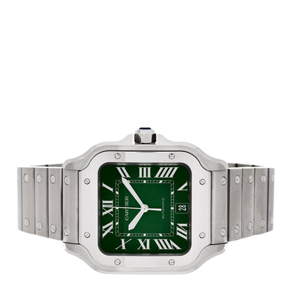 Cartier Stainless Steel 39.8mm Santos De Cartier Automatic Watch Green 2 of 5