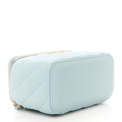 Chanel Caviar Quilted Small Tiny CC Vanity Case With Chain Light Blue 4 of 11