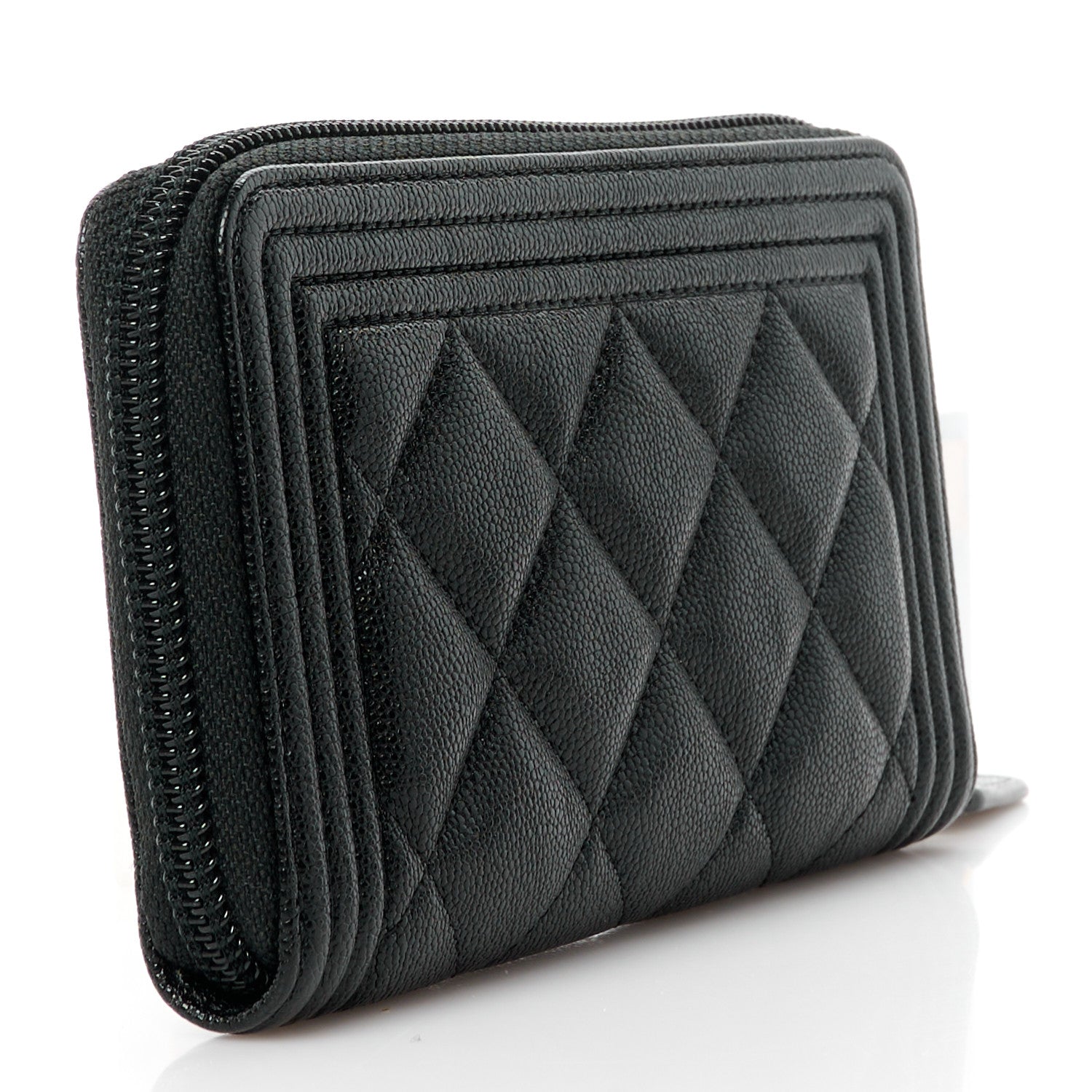 Chanel Caviar Quilted Small Boy Zip Around Wallet Black 3 of 10