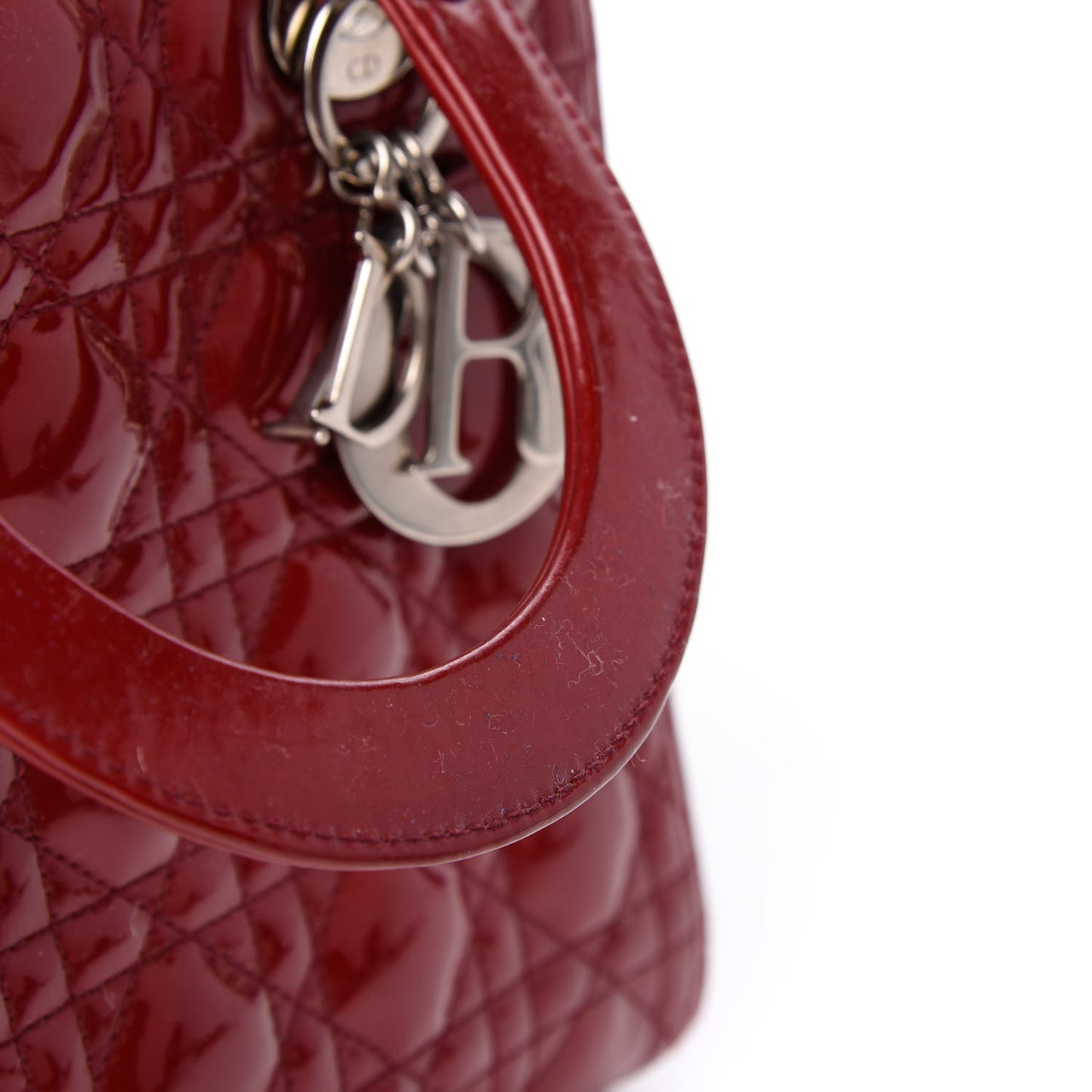 Patent Cannage Medium Lady Dior Red